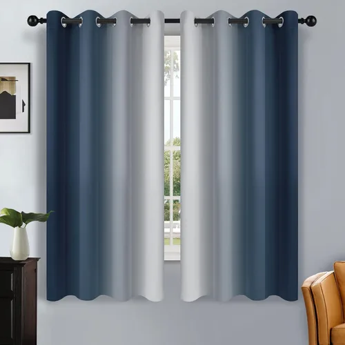 Vista 80 de SimpleHome Cortinas degradadas degradadas para oscurecer la habitación de 36 pulgadas de largo para dormitorio, con ojales y bloqueo de luz Negro