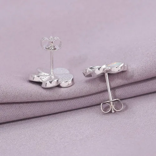 Vista 5 de CiNily - Aretes con forma de flor chapados en oro con ópalo hipoalergénicos, aretes colgantes con gota de flores, regalo de joyería para mujeres