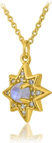 Vista 2 de FULULAY - Collar con colgante de piedra lunar, labradorita, ópalo chapado en oro de 14 quilates, gran regalo para mujeres