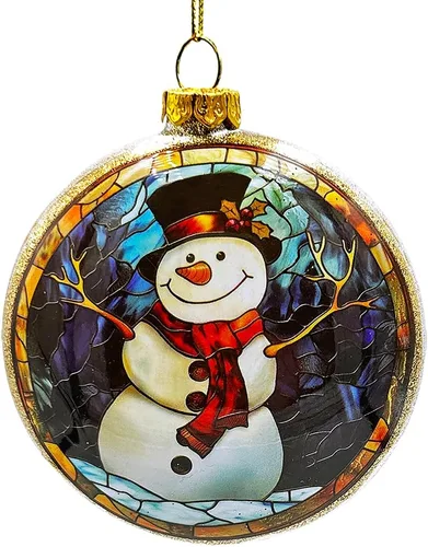 Vista 11 de Adorno navideño de cristal de chef de muñeco de nieve alegre
