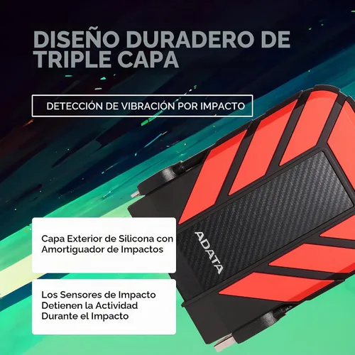 Vista 7 de ADATA Disco duro externo HD710 Pro, rojo, 2 TB