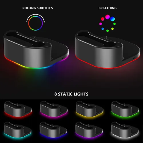 Vista 4 de KAFRI Base de carga para Oculus Quest 2 con luz LED soporte de carga de auriculares de realidad virtual y soporte de controlador accesorios