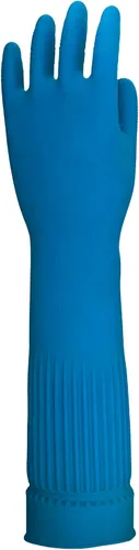 Vista 3 de ETERNA Guantes extra largos, guantes para limpieza de lavandería, cocina y hogar, efecto cepillo en los dedos, longitud más larga con funda