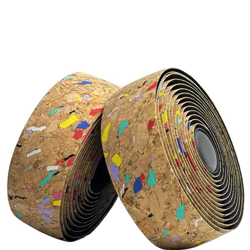 Vista 4 de Cinta de corcho para manillar de bicicleta de carretera, 2 rollos, antideslizante, absorción de impactos, cinta de agarre con tapones de barra