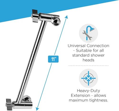 Vista 2 de Blue Ocean Brazo de extensión universal de latón macizo de 11 pulgadas SA001 de altura ajustable, antifugas y resistente al óxido