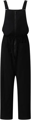 Vista 4 de Mono largo con botones para mujer, overol bohemio, con bolsillo, correa sólida, casual, para mujer, overol para ropa