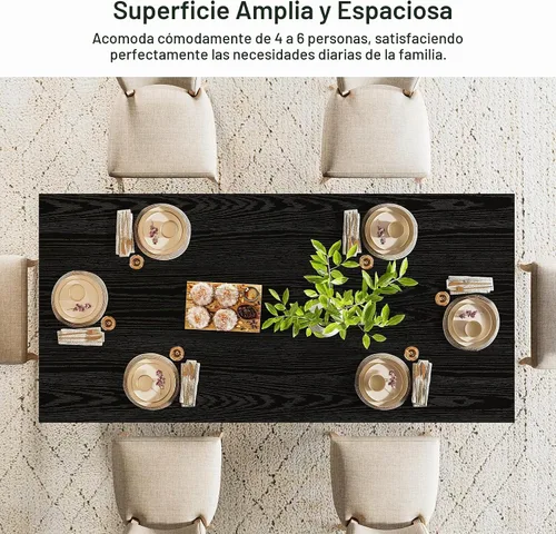 Vista 6 de Tribesigns Mesa de comedor de 63 pulgadas para 4-6, mesa de cocina estilo granja, color negro