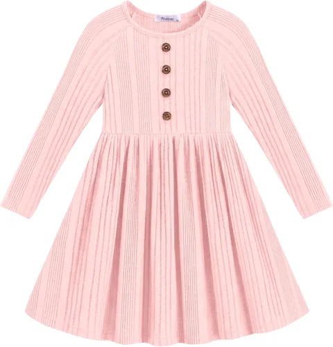 Vista 14 de Arshiner Suéter de manga larga para niñas pequeñas, vestidos de otoño e Verde