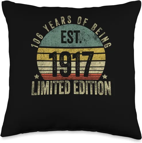 Vista 4 de Vintage 106 Year Old Est 1917 Limited Edition 106th Birthday Throw Pillow