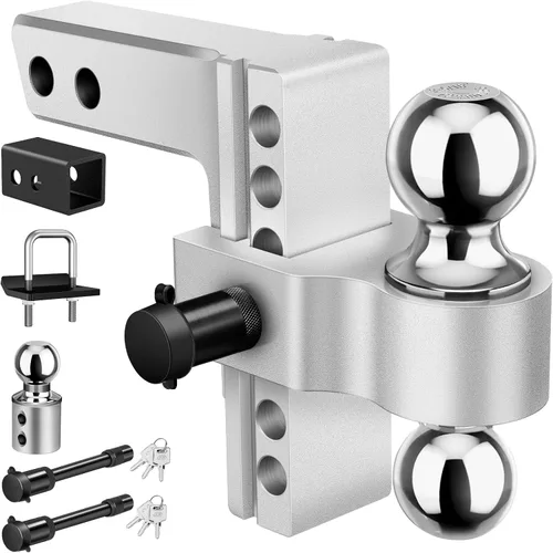 Vista 9 de Kohree Enganche de remolque ajustable de 6 pulgadas, se adapta a receptor de 2 pulgadas, enganche de caída y elevación, enganche de remolque