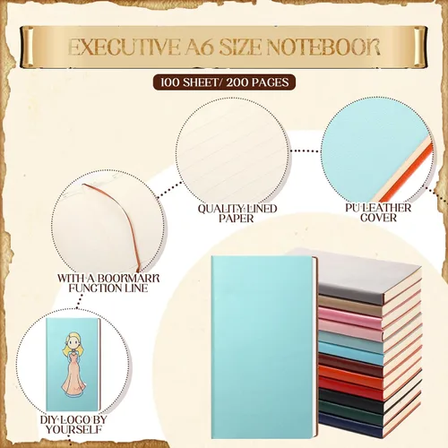 Vista 3 de Kosiz 36 cuadernos de bolsillo a granel de 4 x 7 pulgadas, pequeños cuadernos con forro de cuero, mini bloc de notas a rayas para escribir 200