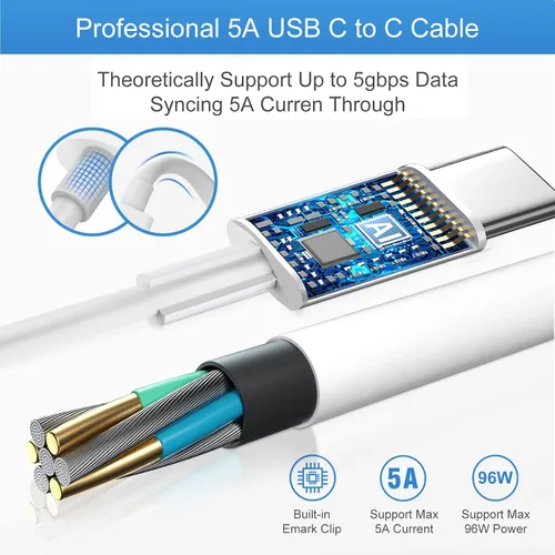 Vista 4 de Adaptador de corriente de cargador rápido USB C de 96 W compatible con el nuevo Mac Book Air de 13 pulgadas MacBook Pro de 16 pulgadas 2021 2020