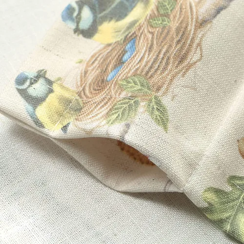 Vista 2 de VOGOL Cenefa de estilo rústico para filtrar la luz, con bolsillo para barra, cortina de cenefa de campo con estampado de pájaros para cocina, 52 x