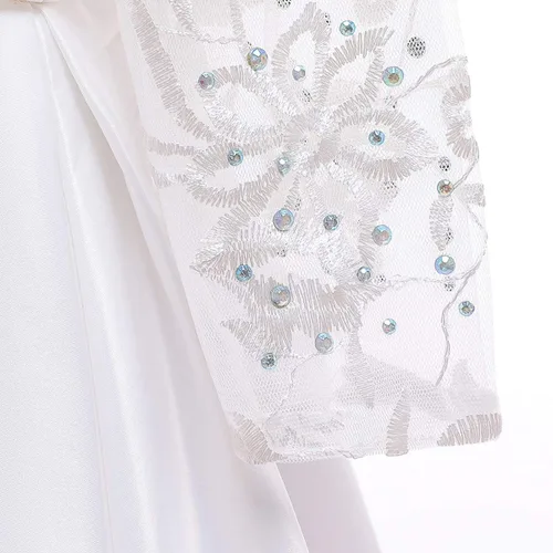 Vista 6 de FMYFWY Vestido de manga larga de encaje de tul para niñas, vestido de princesa para boda, cumpleaños, concurso, fiesta, comunión, baile