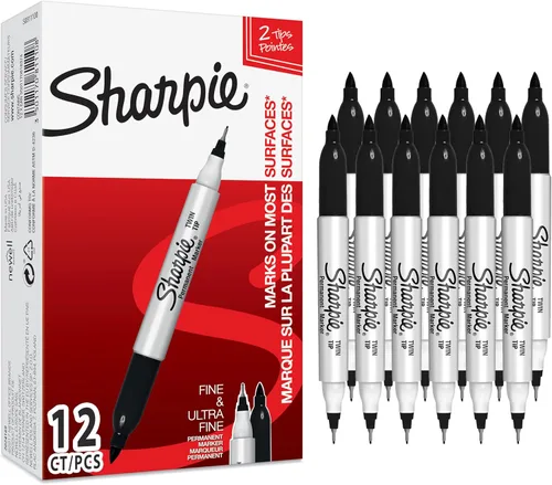 Vista 7 de Sharpie Marcadores permanentes de doble punta Puntos finos y ultrafinos Rojo 12