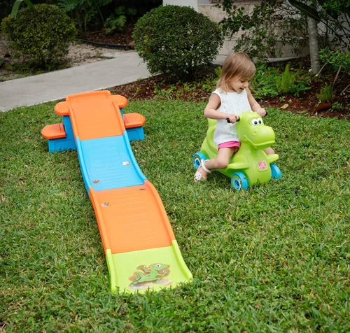 Vista 8 de Step2 Dino Dash Up & Down Roller Coaster para niños, vehículo de juguete para empujar, juego de interior/exterior, hecho de plástico duradero
