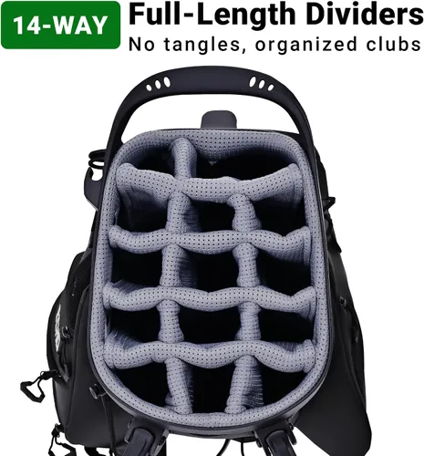 Vista 4 de ASK ECHO Golf ST-14 Bolsa híbrida con divisores de longitud completa de 14 vías y clip de putter rápido