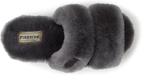 Vista 4 de Dearfoams Fireside Benalla - Pantuflas de piel de oveja de doble banda fácil de poner y quitar para mujer