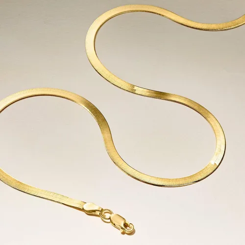 Vista 5 de Pure Collection by Ross-Simons 3mm 14kt Yellow Gold Herringbone Necklace