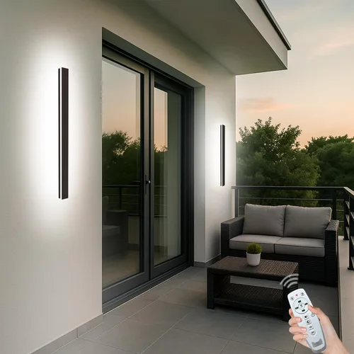 Vista 22 de Luces de pared modernas para exteriores de 39 pulgadas, 2700 K-6500 K, aplique de pared al aire libre regulable seleccionable con control remoto