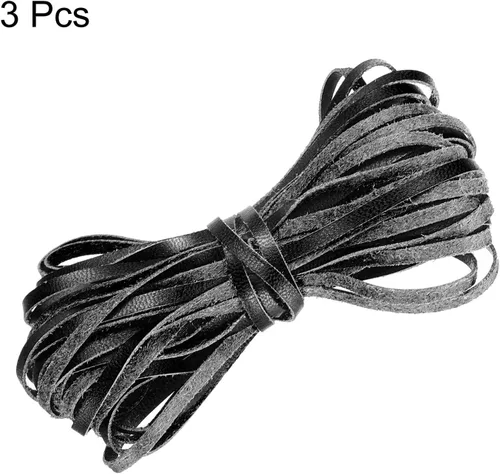 Vista 3 de uxcell Cordón de cuero, 3.28 yardas, 0.118 in, tira de cuerda trenzada de poliuretano plana para bolso, bolso, cordones de zapatos, manualidades
