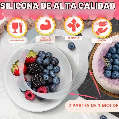 Vista 3 de Molde de silicona para mousse, molde redondo de silicona para tartas de 7.5 pulgadas de diámetro (capacidad de 33.5 onzas), fácil de usar
