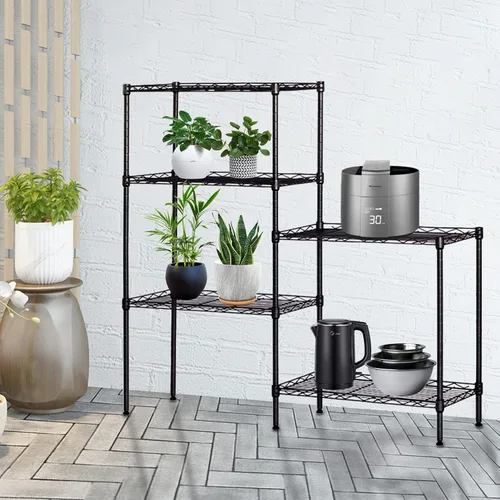 Vista 2 de Estante organizador de estante de metal ajustable de 5 niveles para despensa/lavandería/baño/cocina/dormitorio, estantes de almacenamiento