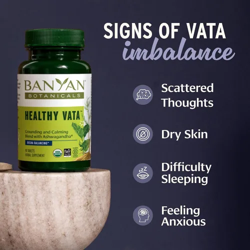 Vista 3 de Banyan Botanicals Vata saludable orgánico – Suplemento de puesta a tierra y estabilidad – con Ashwagandha, Shatavari y Mucuna – Apoyo natural
