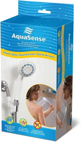 Vista 2 de AquaSense Cabezal de ducha de mano de 3 ajustes con manguera, gris