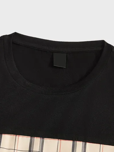 Vista 4 de GORGLITTER Conjunto deportivo casual de manga corta con estampado a cuadros para hombre