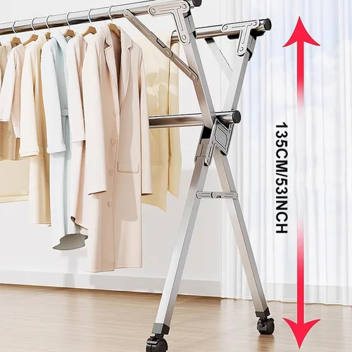 Vista 4 de Clothes Drying Rack 94in - Adjustable Stainless Steel Laundry Drying Rack, Foldable Portable Garment Rack for Clothes, Towels, Blankets - Laundry