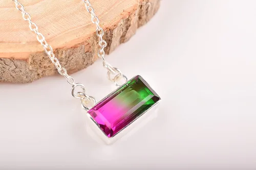 Vista 7 de Colgante de cuarzo de turmalina sandía de diseñador en colgantes artesanales, joyería, collar de diseñador, colgante hecho a mano, regalo para ella