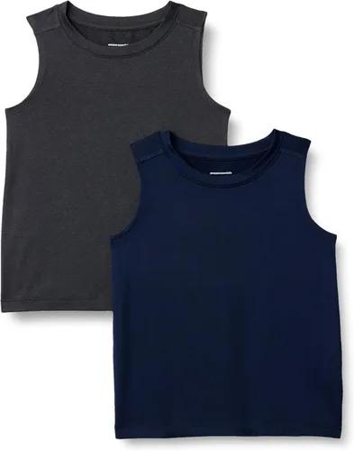 Vista 12 de Amazon Essentials Boys' Tech Stretch Muscle Tank Top, Multipacks Verde oscuro/Grafito jaspeado