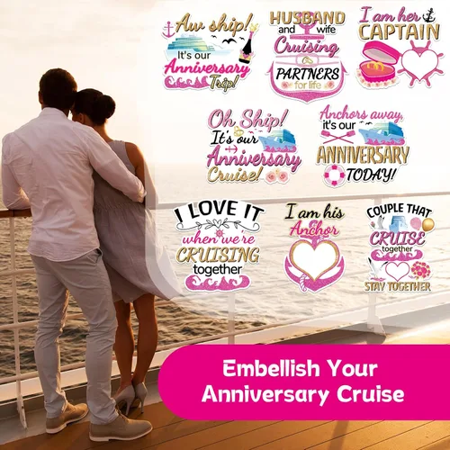 Vista 7 de 8 imanes de aniversario grandes para puerta de crucero, color rosa, para puerta de crucero magnético, decoración de fiesta de aniversario