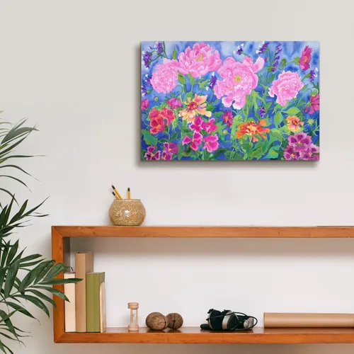 Vista 8 de Epic Graffiti Carissa Luminess, arte de pared en lienzo con texto en inglés "Peony Magic", 18 x 12 pulgadas