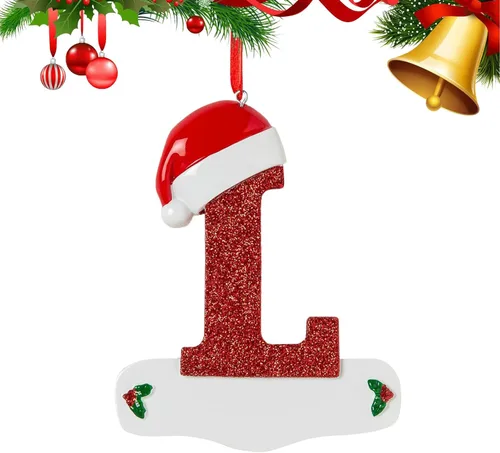 Vista 17 de Adornos de Navidad personalizados de 26 letras, mesa de decoración navideña para interiores (A)