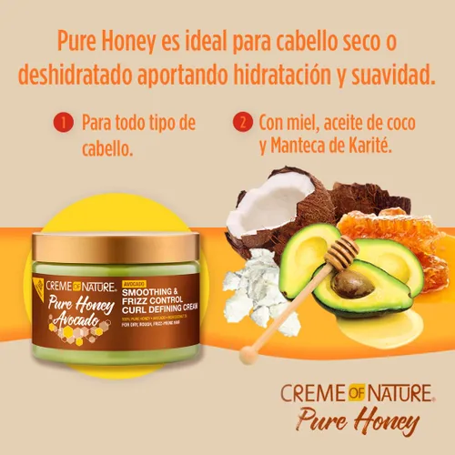 Vista 3 de Creme of Nature Pure Honey Define - Crema suavizante de alimentos para el cabello y control del encrespamiento, define y suaviza los rizos