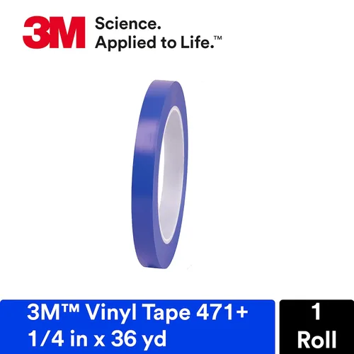 Vista 2 de Cinta de vinilo color índigo 3M 471+ PN2510, empacado de forma conveniente (empaque de 1 unidad), Azul, 1