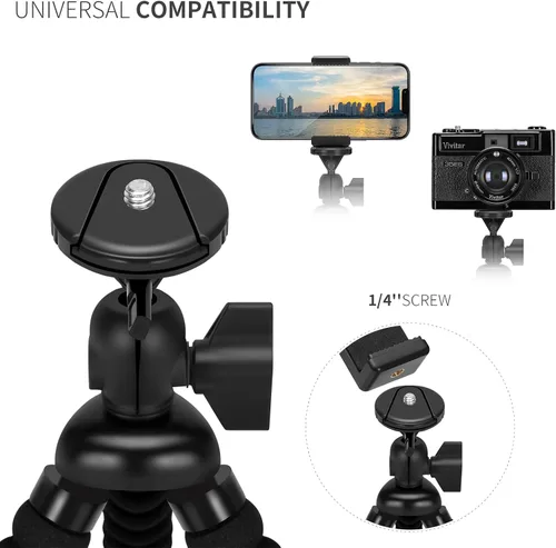 Vista 4 de ZTON trípode flexible para teléfono celular pequeño, montaje para teléfono celular ajustable, soporte Octopus universal para iPhone, Samsung, cámara