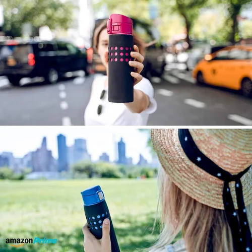 Vista 3 de Protect & Go - Funda de silicona compatible con la botella de agua térmica al vacío de la marca Zojirushi (negro, 16 onzas / 0.48 litros)