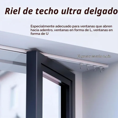 Vista 3 de Techo de doble cortina y montaje en pared, riel de cortina de 6 pies para ventana Heavy duty aluminum sliding track with enough silent runners and