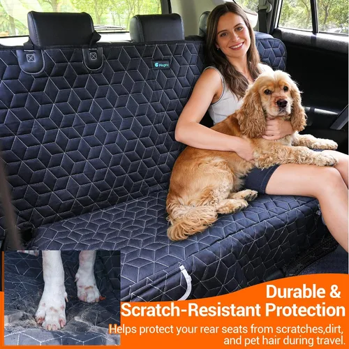 Vista 3 de Meginc - Funda de asiento de automóvil para perro, impermeable, antideslizante, protector de banco para perros, duradera 600D a prueba de arañazos