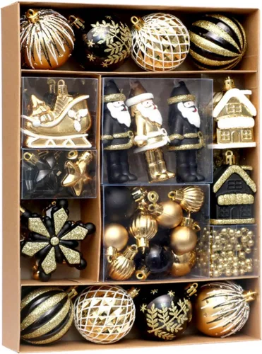 Vista 2 de MOJUN 50 adornos de bolas de Navidad para árbol de Navidad, bolas pequeñas de Navidad de plástico inastillables, juego de adornos de bolas colgantes