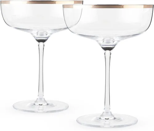 Vista 9 de Twine Copas de cóctel de cristal con borde de cobre, perfectas para Martini, champán, cosmopolitan, Manhattan, accesorios de bar en casa, 10 onzas