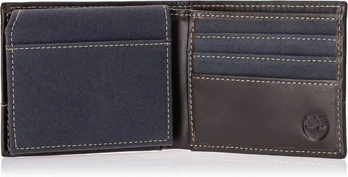 Vista 5 de Timberland Cartera de lona de cuero Baseline para hombre con bolsillo abatible adjunto
