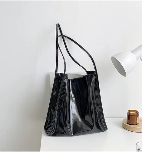 Vista 2 de Ulisty Bolso de mano suave de charol para mujer, bolso de hombro casual, bolso de moda