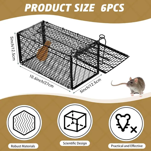 Vista 2 de Qualirey 6 Piezas Trampa Humanitaria para Ratas Pequeñas Ardillas Listadas Ratón Ardilla Jaula Roedores Animales Ratones Topillos Hámsters Jaula