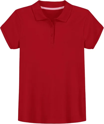 Vista 6 de IZOD - Camiseta de manga corta para uniforme escolar de niñas, cierre de botones, tejido entrelazado cómodo y suave