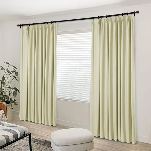 Vista 2 de Macochico Cortinas plisadas de lino blanco de 63 pulgadas de largo, paneles de tratamiento de ventana de doble capa para oscurecer la habitación