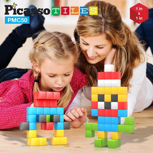 Vista 3 de PicassoTiles Cubo de Rompecabezas Magnético Pixel de 1" para Niños Mezcla y Combina con Libro de Ideas Gratuito Juguetes Sensoriales Aprendizaje